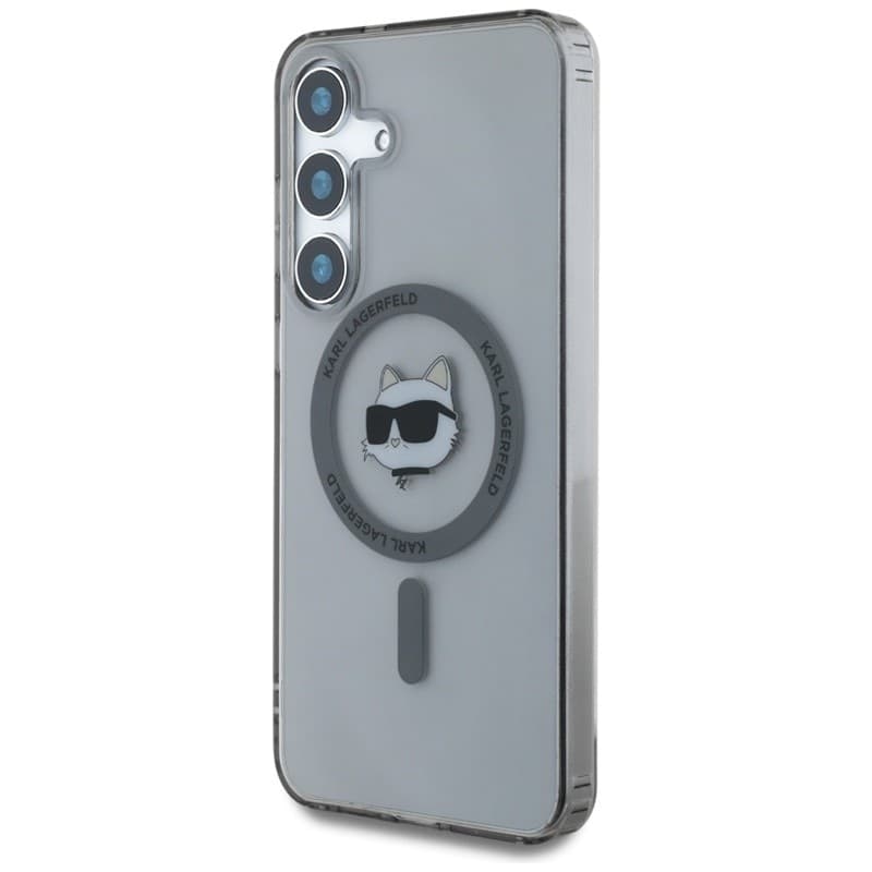 Karl Lagerfeld Button Choupette Head Printed Logo MagSafe - Case for Samsung Galaxy S25 (Black) - 2