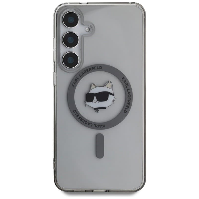 Karl Lagerfeld Button Choupette Head Printed Logo MagSafe - Case for Samsung Galaxy S25 (Black) - 3