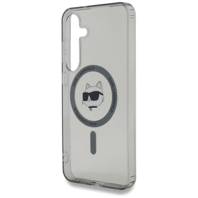 Karl Lagerfeld Button Choupette Head Printed Logo MagSafe - Case for Samsung Galaxy S25 (Black) - 6