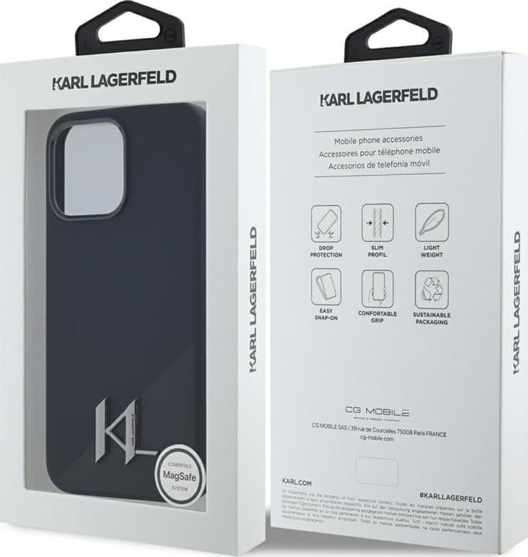 Karl Lagerfeld Silicone Shadow Metal Initial MagSafe - Case for iPhone 15 Pro (black) - 8