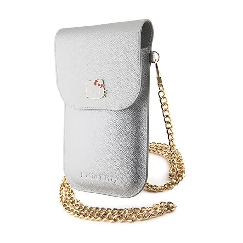 Hello Kitty Leather Metal Logo Chain - Phone crossbody bag (silver) - 4