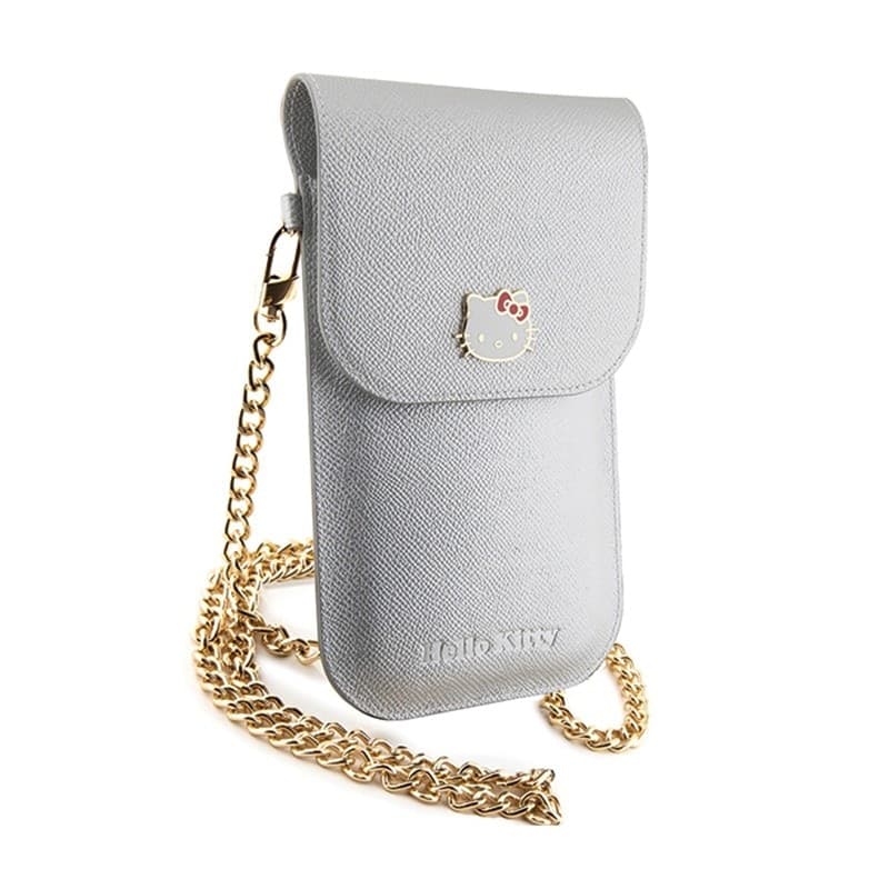 Hello Kitty Leather Metal Logo Chain - Phone crossbody bag (silver) - 5