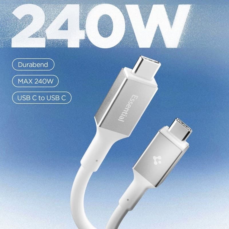 Spigen EB24012CC Essential - Cavo USB-C a USB-C PD 240W 1,2m (Bianco) - 2