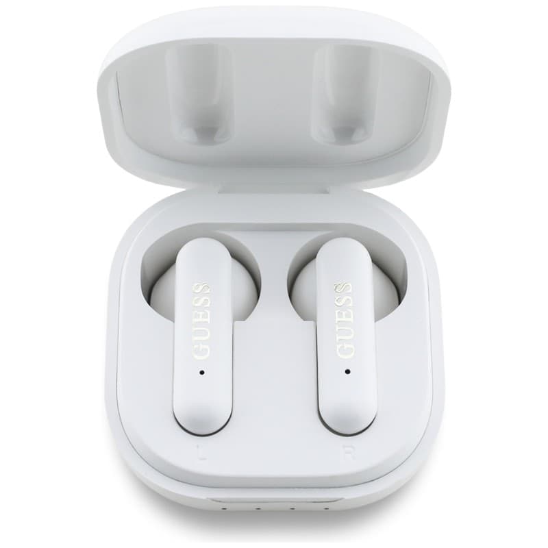 Guess 4G Metal Logo - TWS Bluetooth Earphones + Charging Case (White) - 3