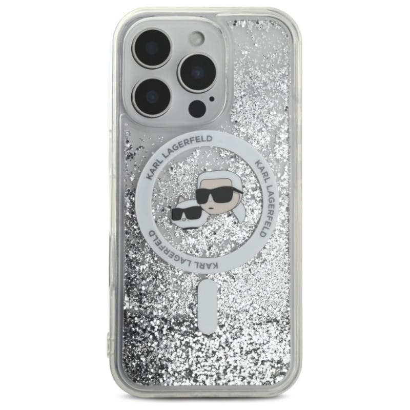 Karl Lagerfeld Liquid Glitter Karl & Choupette Head MagSafe - Case for iPhone 16 Pro Max (transparent) - 3