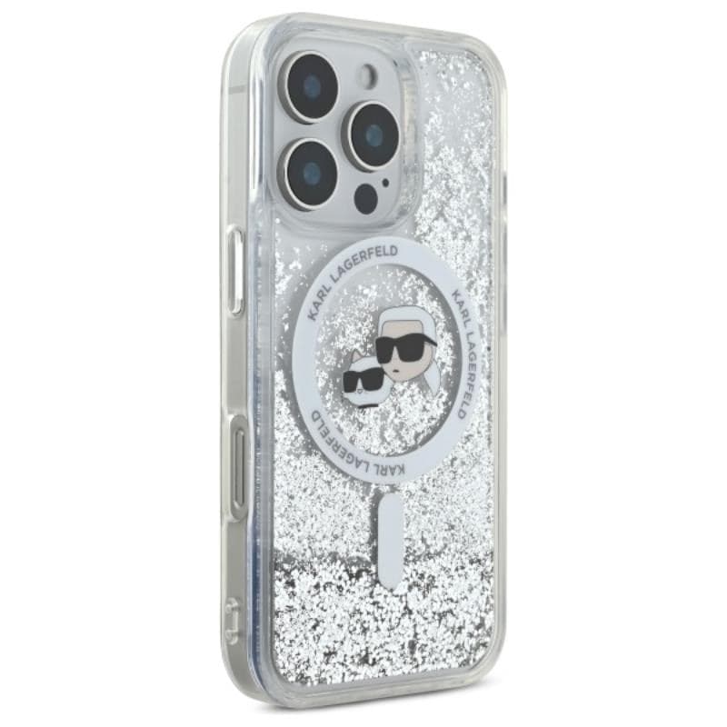 Karl Lagerfeld Liquid Glitter Karl & Choupette Head MagSafe - Case for iPhone 16 Pro Max (transparent) - 4