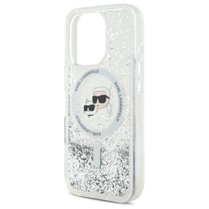 Karl Lagerfeld Liquid Glitter Karl & Choupette Head MagSafe - Case for iPhone 16 Pro Max (transparent) - 6
