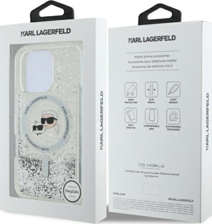 Karl Lagerfeld Liquid Glitter Karl & Choupette Head MagSafe - Case for iPhone 16 Pro Max (transparent) - 8
