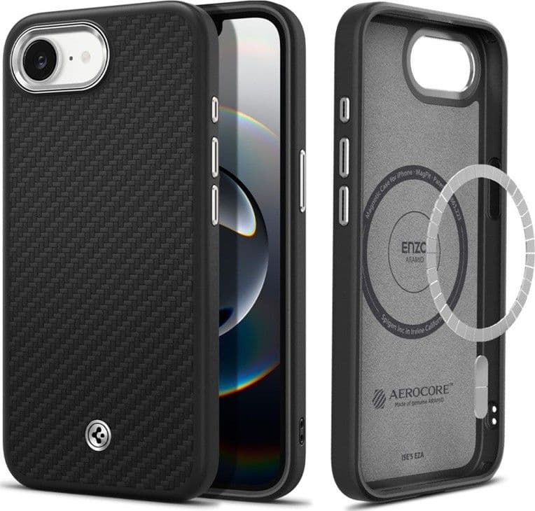 Spigen Enzo Aramid Mag MagSafe - Custodia per iPhone 17e / 16e (Nero)