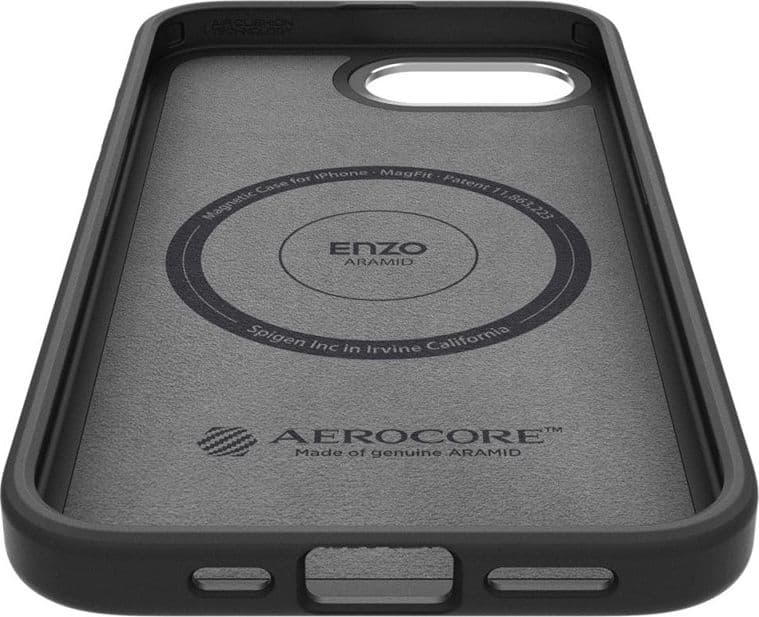 Spigen Enzo Aramid Mag MagSafe - Custodia per iPhone 17e / 16e (Nero) - 8