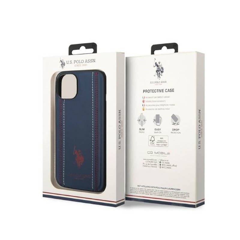 US Polo Assn Leather Stitch - Case for iPhone 14 Plus (Navy blue) - 8