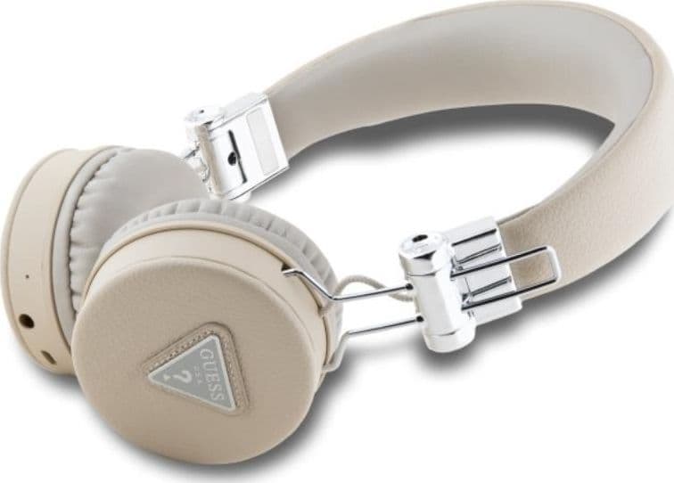 Guess Grained Classic Round Shape - Wireless Over-Ear Bluetooth ENC Headphones (Beige) - 2