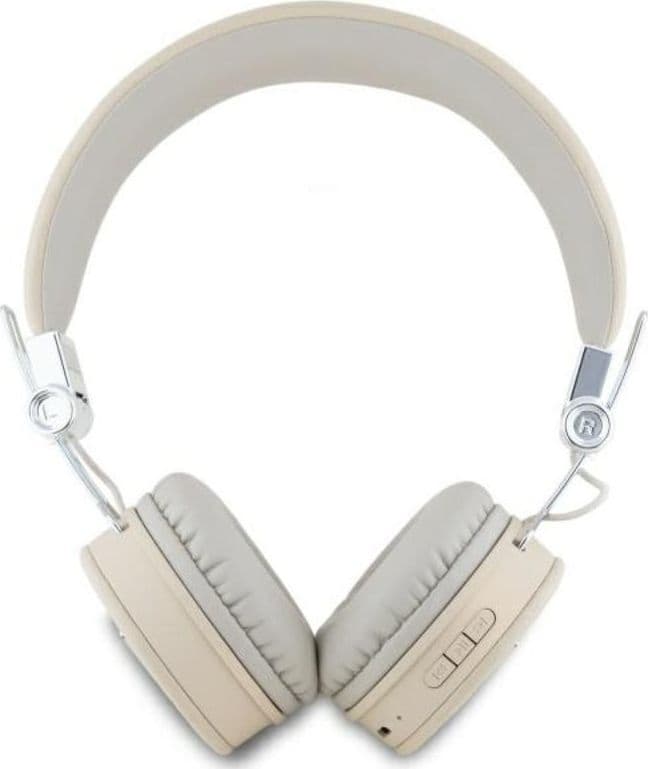 Guess Grained Classic Round Shape - Wireless Over-Ear Bluetooth ENC Headphones (Beige) - 3