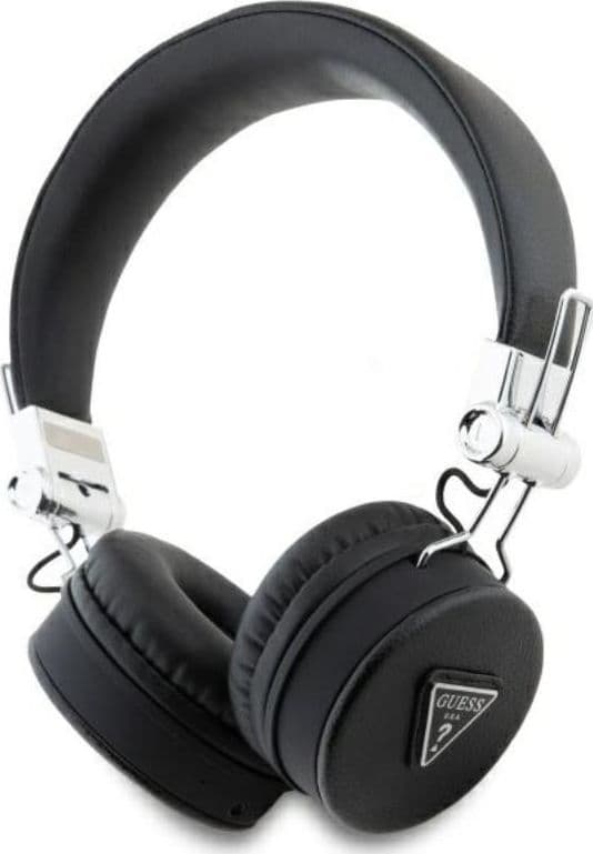 Guess Grained Classic Round Shape - Wireless Over-Ear Bluetooth ENC Headphones (Black)