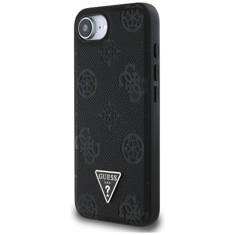 Guess Grained Hot Stamp Peony Triangle Logo MagSafe - Case for iPhone 16e (black) - 2
