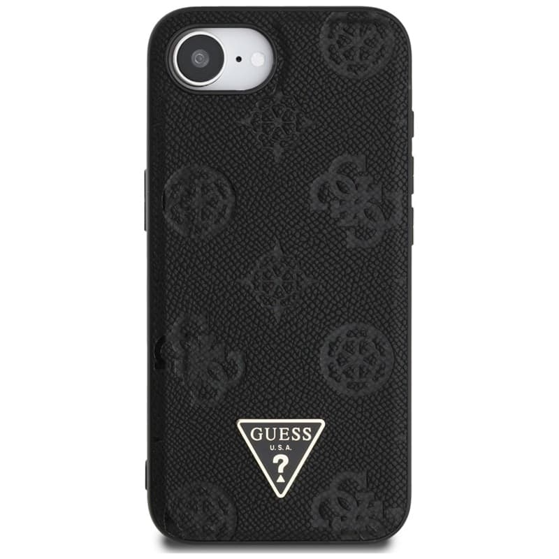 Guess Grained Hot Stamp Peony Triangle Logo MagSafe - Case for iPhone 16e (black) - 3