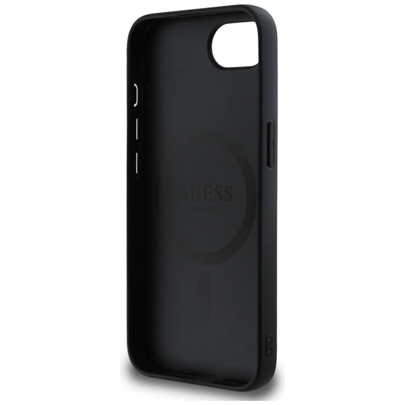 Guess Grained Hot Stamp Peony Triangle Logo MagSafe - Case for iPhone 16e (black) - 7