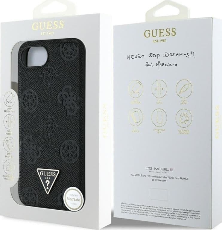 Guess Grained Hot Stamp Peony Triangle Logo MagSafe - Case for iPhone 16e (black) - 8