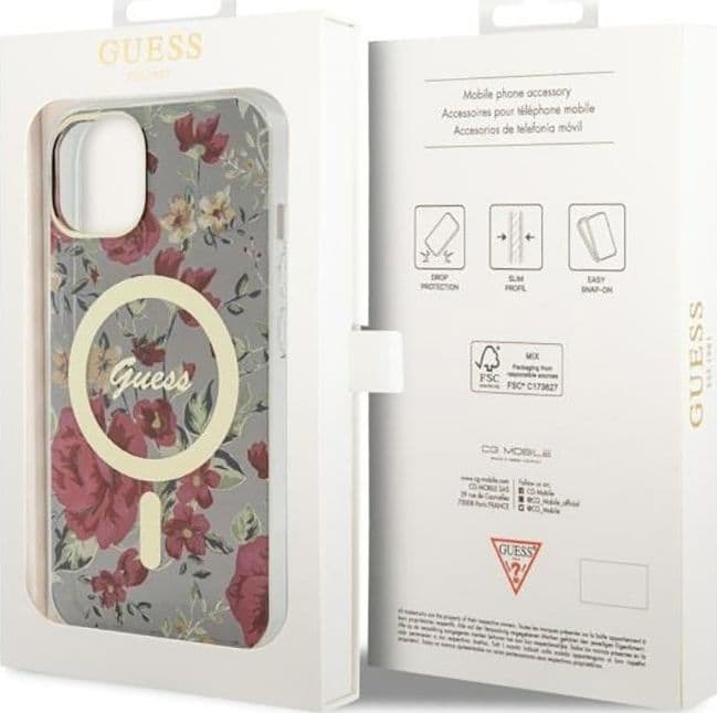 Guess Flower MagSafe - Case for iPhone 14 Plus (Green) - 8