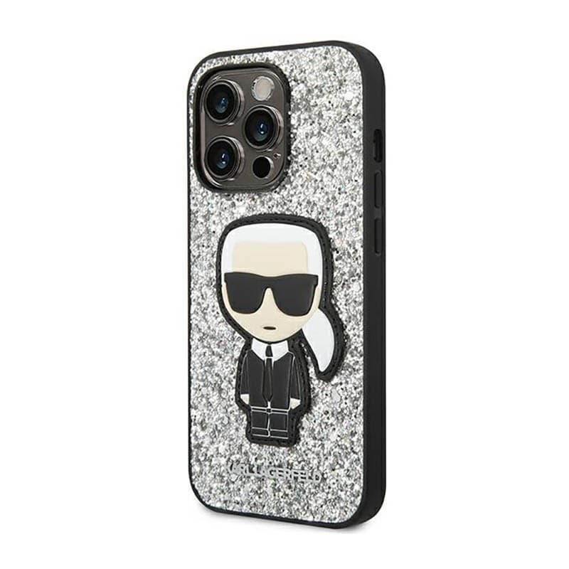 Karl Lagerfeld Glitter Flakes Ikonik - Case for iPhone 14 Pro Max (Silver) - 2