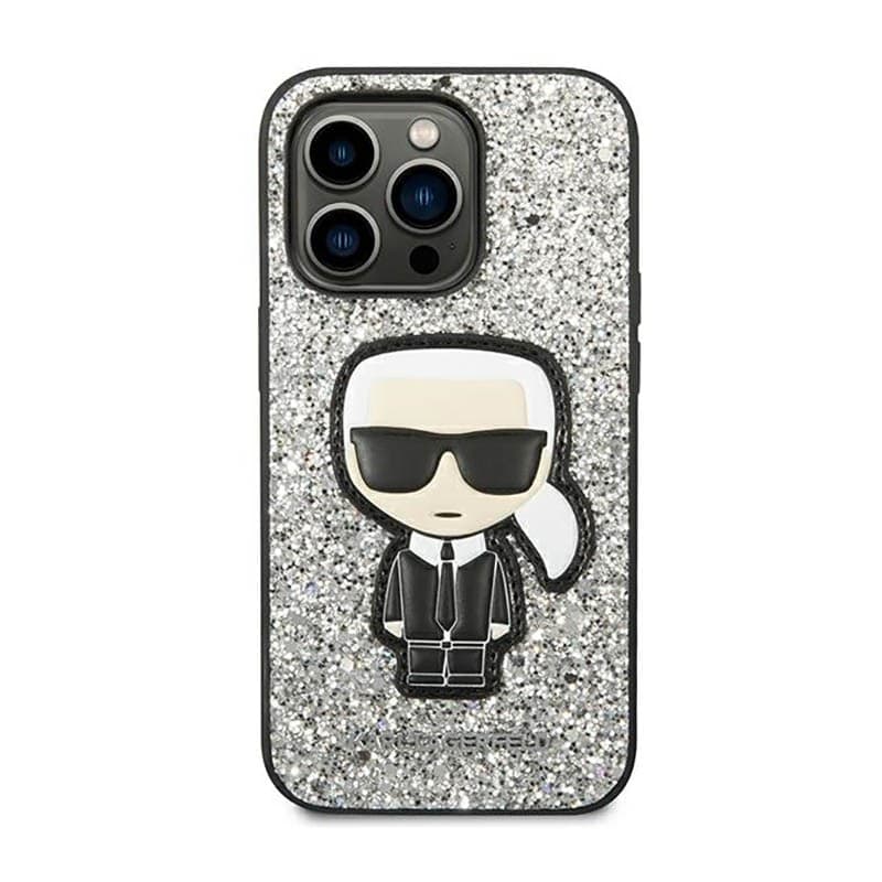 Karl Lagerfeld Glitter Flakes Ikonik - Case for iPhone 14 Pro Max (Silver) - 3