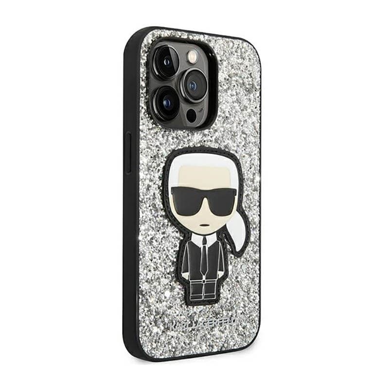 Karl Lagerfeld Glitter Flakes Ikonik - Case for iPhone 14 Pro Max (Silver) - 4
