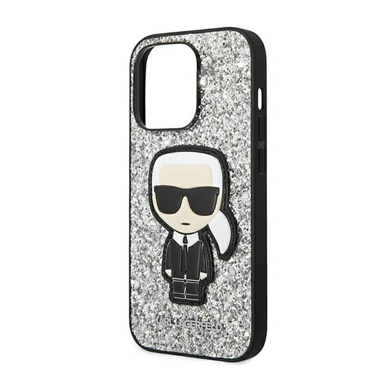 Karl Lagerfeld Glitter Flakes Ikonik - Case for iPhone 14 Pro Max (Silver) - 6
