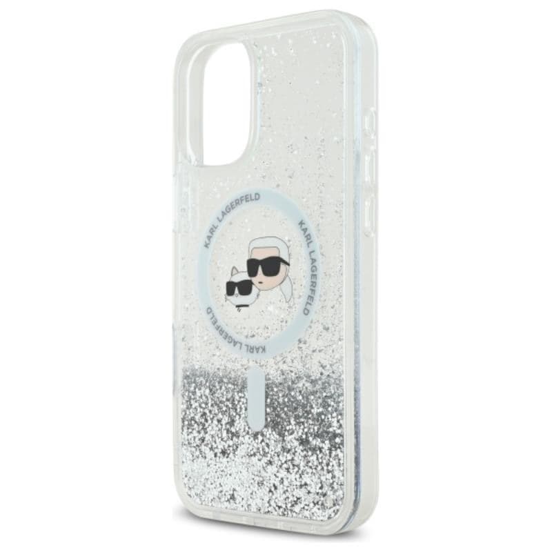 Karl Lagerfeld Liquid Glitter Karl & Choupette Head MagSafe - Case for iPhone 16 (transparent) - 6