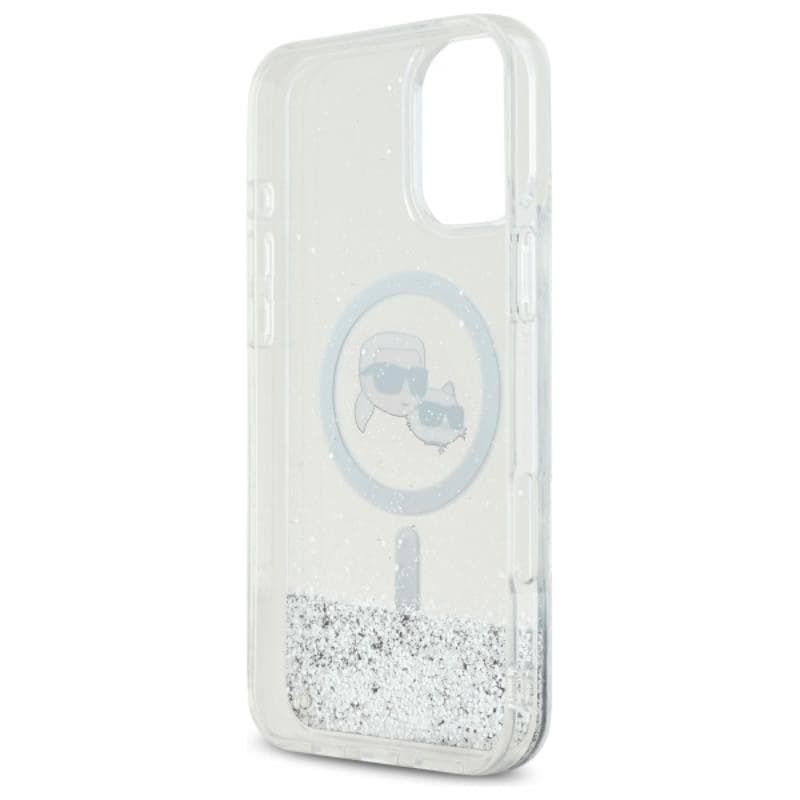 Karl Lagerfeld Liquid Glitter Karl & Choupette Head MagSafe - Case for iPhone 16 (transparent) - 7