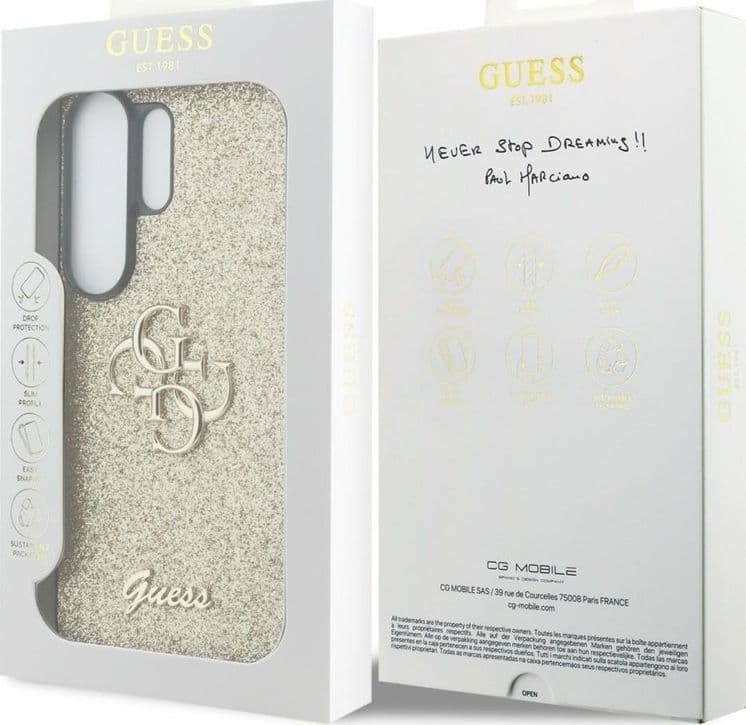Guess Fixed Glitter Big 4G Metal Logo - Custodia per Samsung Galaxy S26 Ultra (Oro) - 8