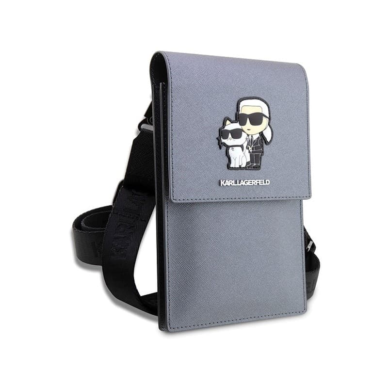 Karl Lagerfeld Saffiano NFT Karl & Choupette - Bag for smartphone and accessories (Silver) - 3