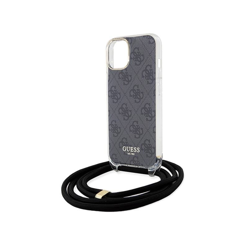 Guess Crossbody Cord 4G Print - iPhone 15 Case (Black) - 5