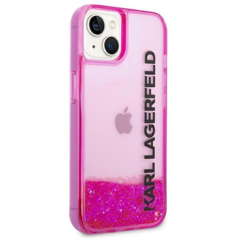 Karl Lagerfeld Liquid Glitter Translucent Elongated Logo Case - Case for iPhone 14 Plus (Pink) - 4