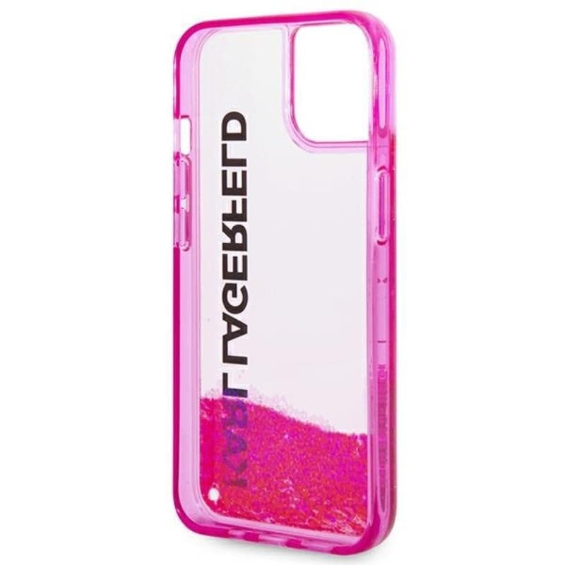 Karl Lagerfeld Liquid Glitter Translucent Elongated Logo Case - Case for iPhone 14 Plus (Pink) - 7