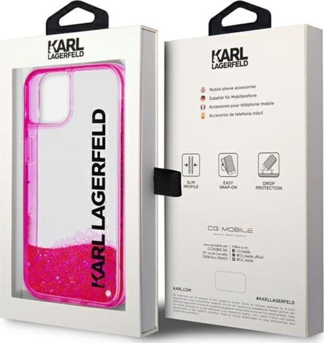 Karl Lagerfeld Liquid Glitter Translucent Elongated Logo Case - Case for iPhone 14 Plus (Pink) - 8