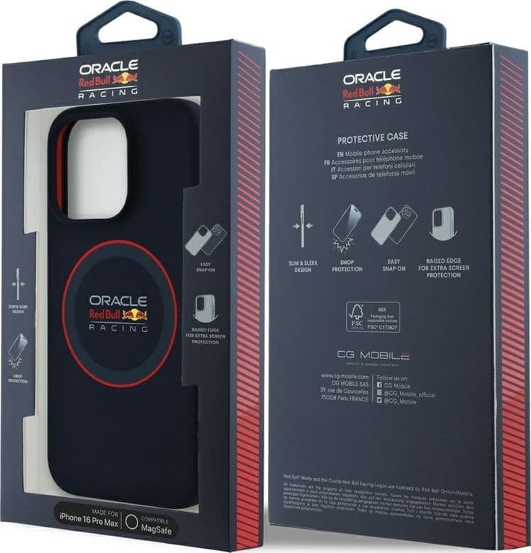 Custodia MagSafe in silicone con anello rosso Red Bull per iPhone 16 Pro Max (blu navy) - 8