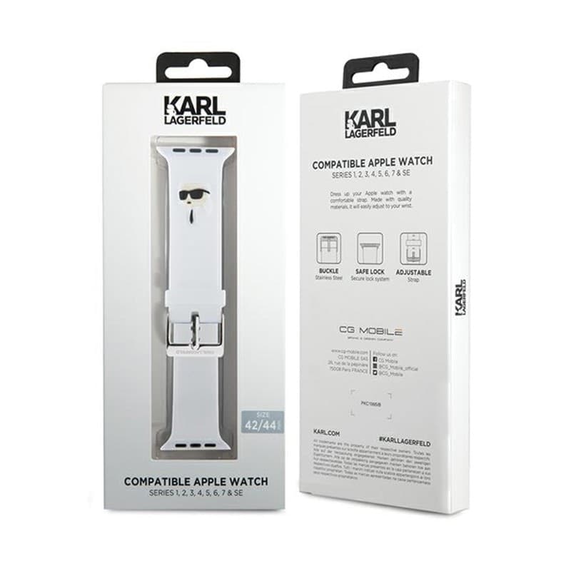 Karl Lagerfeld 3D Rubber Karl Heads NFT - Strap for Apple Watch 42/44/45/49 mm (white) - 4