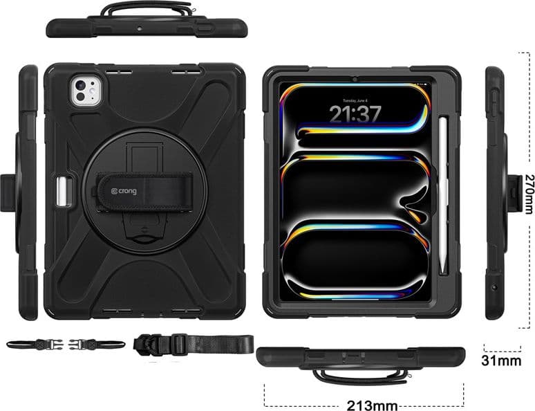 Crong Defender Plus – Custodia rinforzata per iPad Pro 11" M5 (2025) / M4 (2024) (Nero) - 8