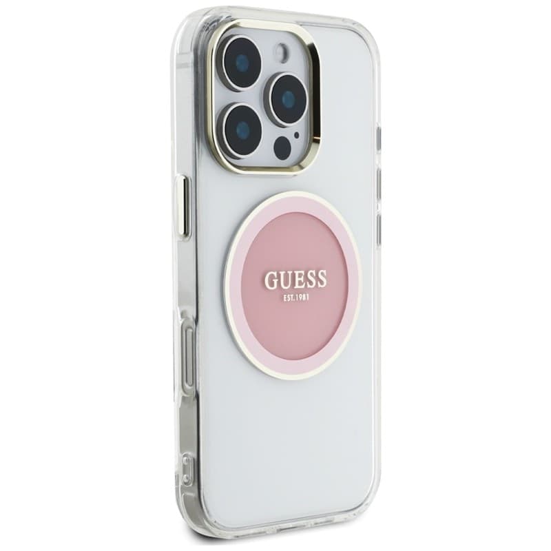 Guess IML Metal Colored Circle Classic Logo MagSafe - Case for iPhone 16 Pro (pink) - 4