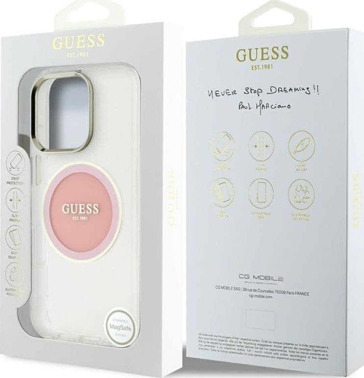 Guess IML Metal Colored Circle Classic Logo MagSafe - Case for iPhone 16 Pro (pink) - 8