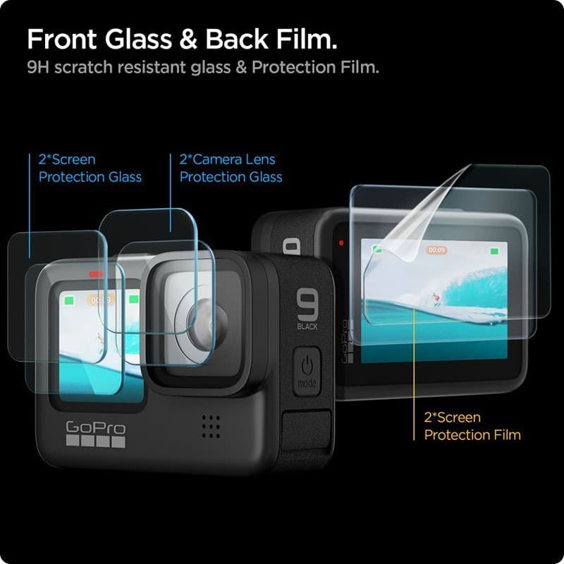Spigen Glas.TR Slim + Film 2-Set - Glass and film set for GoPro Hero 12 / 11 / 10 / 9 (2 sets) - 2