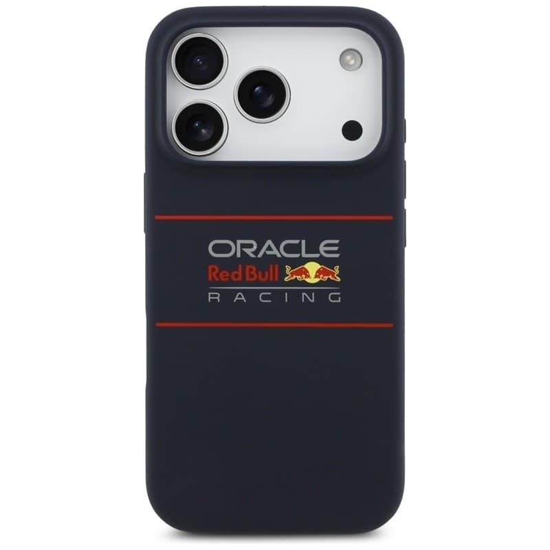 Custodia MagSafe in silicone Red Bull con logo orizzontale centrato per iPhone 17 Pro (blu navy) - 3