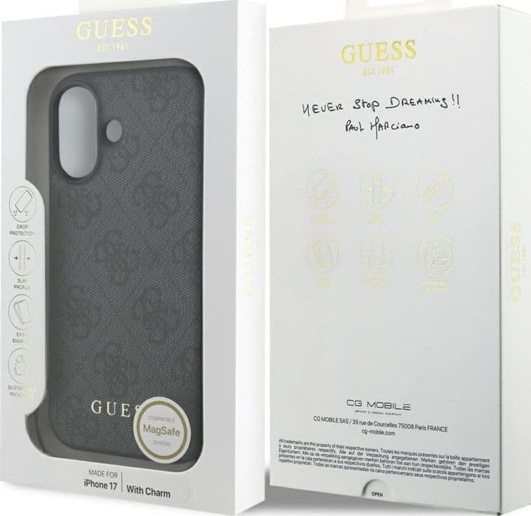 Guess 4G Charms Collection - Custodia MagSafe per iPhone 17 (Nero) - 7