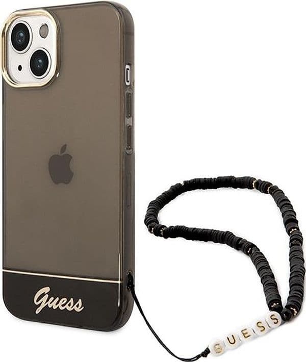 Guess Translucent Pearl Strap - Case for iPhone 14 Plus (Black)