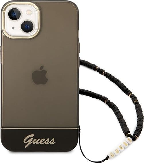 Guess Translucent Pearl Strap - Case for iPhone 14 Plus (Black) - 2