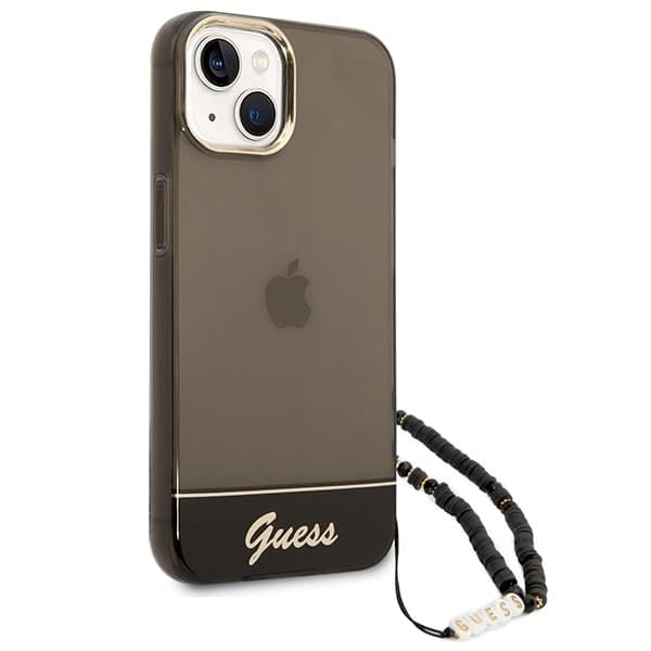 Guess Translucent Pearl Strap - Case for iPhone 14 Plus (Black) - 3