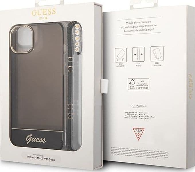 Guess Translucent Pearl Strap - Case for iPhone 14 Plus (Black) - 7