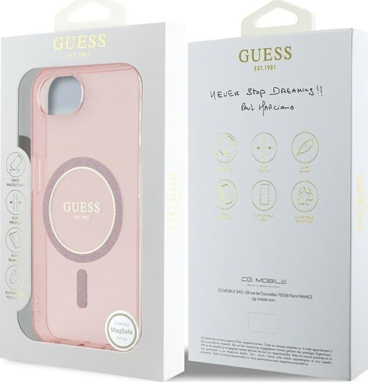 Guess IML Glitter Circle MagSafe - Case for iPhone 16e (pink) - 8