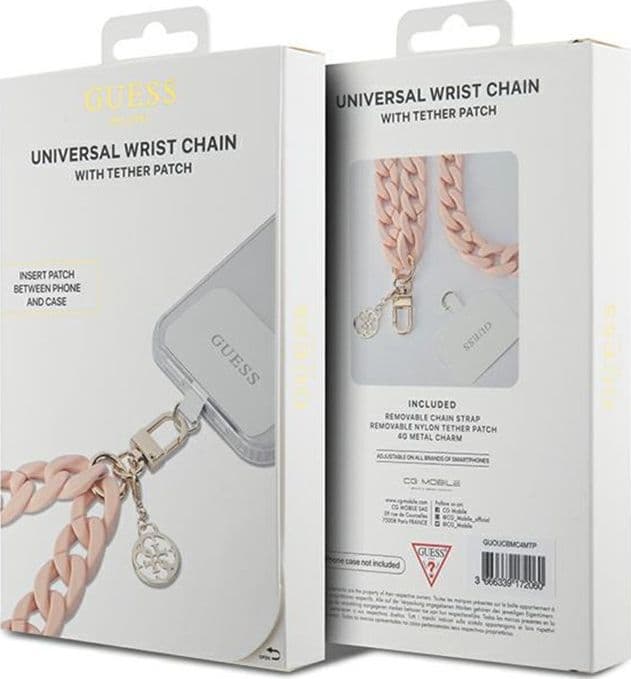 Guess Universal Big Hand Strap Acrylic 4G Charm - Universal phone strap (Pink) - 2