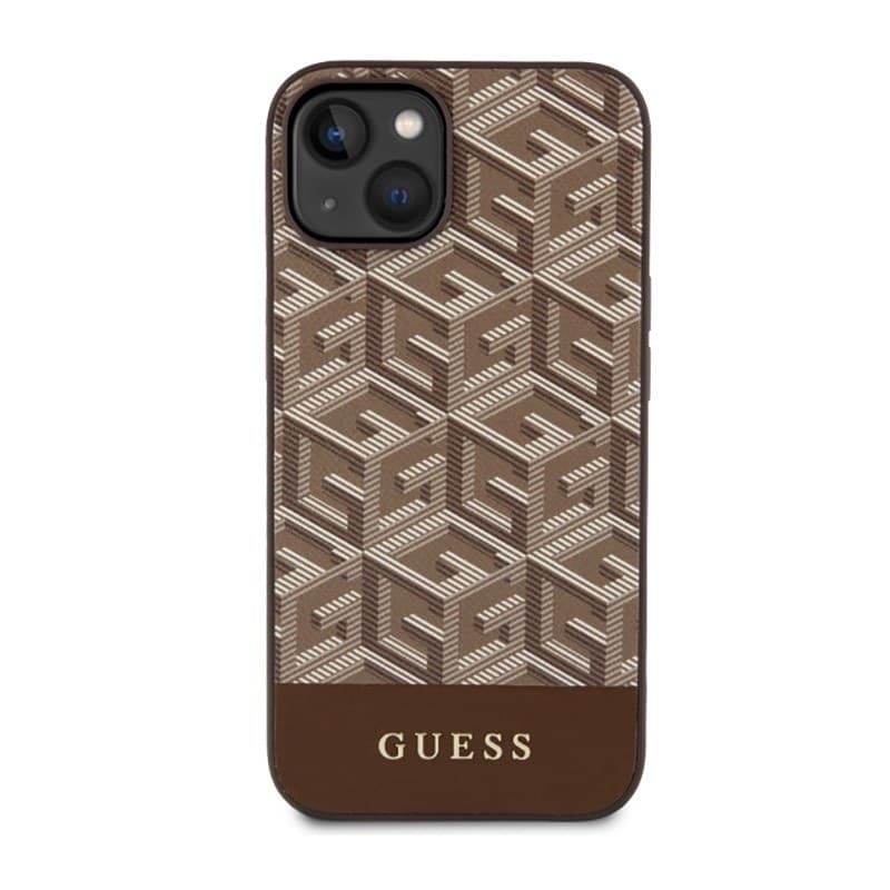 Guess GCube Stripes MagSafe - Case for iPhone 14 Plus (Brown) - 3